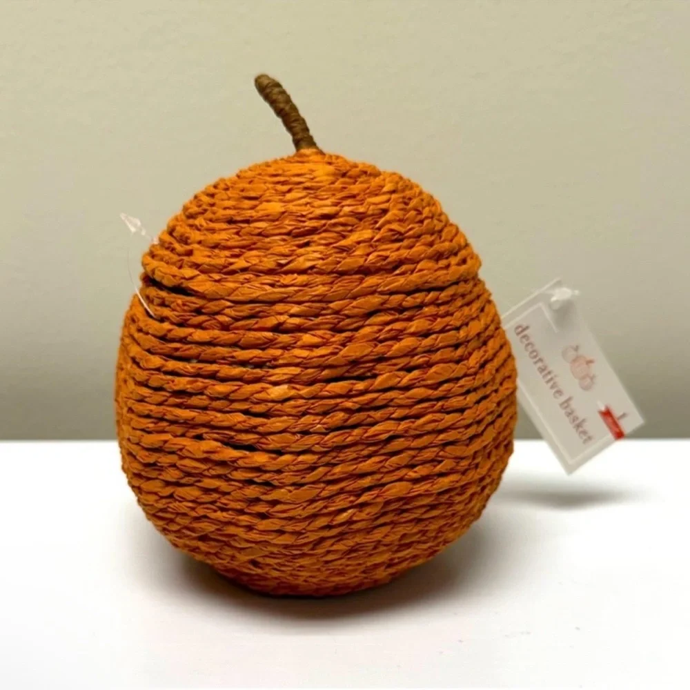 Target Bullseye Playground Orange Pumpkin Basket with Lid, 6.3” tall, New